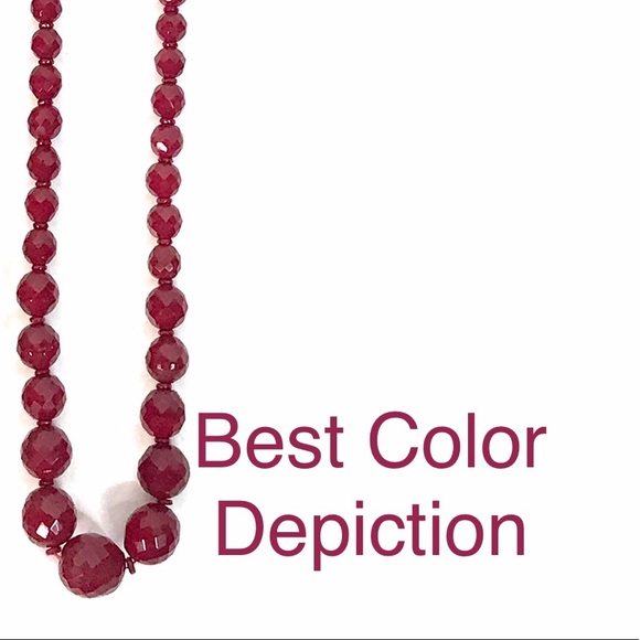 Long Vintage Beaded Necklace Faceted Glass Jewels - Picture 2 of 6